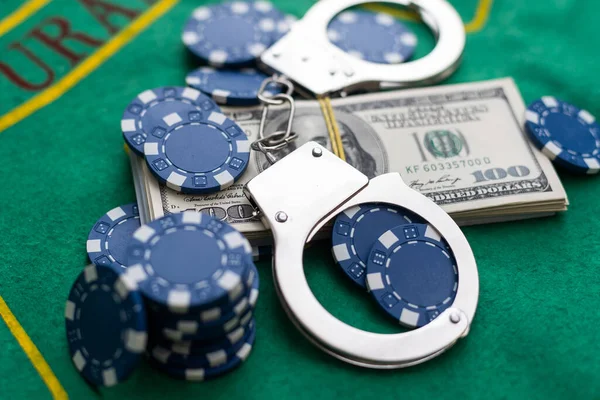 Poker Kombinace Žetony Hrát Karty Vyhrát Dolary Kasinu Tabulky Hazard — Stock fotografie