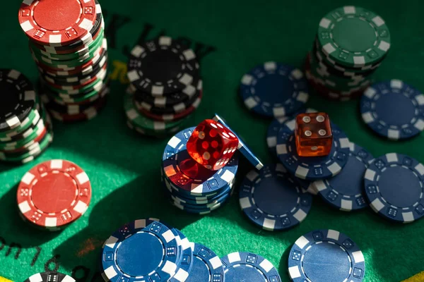 Poker Fichas Casino Fronteira Fundo Foto Alta Qualidade — Fotografia de Stock