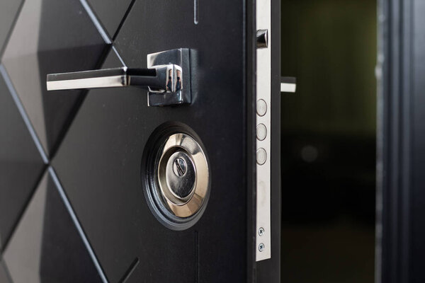 Exterior door handle and Security lock on Metal frame