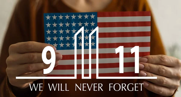 Vatanseverlik Günü Eylül Abd Bayrağı Veya Amerikan Bayrağı 911 Anıtı — Stok fotoğraf