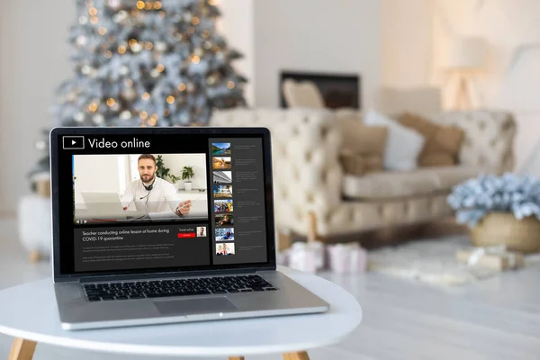 Ventana Transmisión Vivo Online Video Streaming Concepto Internet Navidad — Foto de Stock