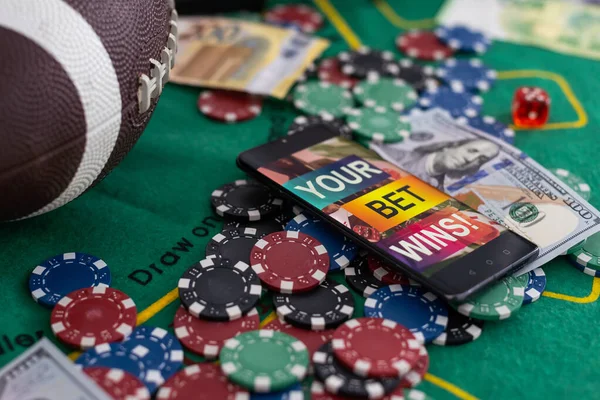 Hazardní Hry Online Kasino Internet Sázení Koncept Zelené Obrazovky Smartphone — Stock fotografie