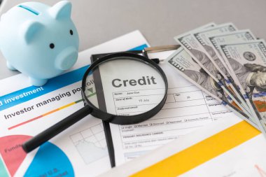 rapor kredi puanı bankacılık ödünç uygulama risk formu belge kredi iş piyasası konsepti - hisse imajı. Yüksek kalite fotoğraf