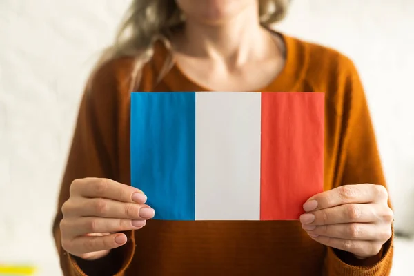 Small Paper Flag France Hand — 图库照片
