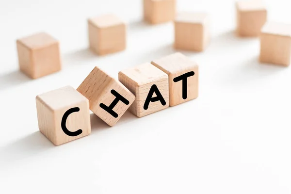 Chat Text Wood Blocks Internet Concept High Quality Photo — Stock Photo, Image