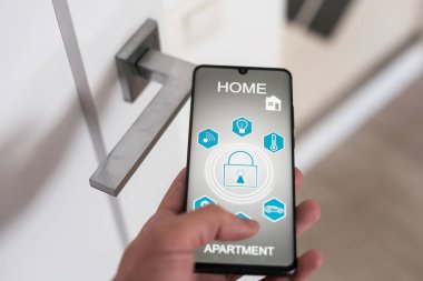 smart house device illustration with app icons. High quality photo