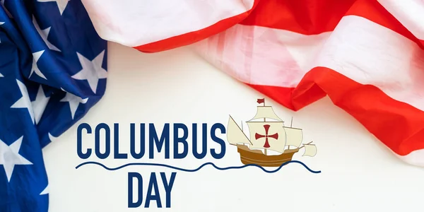Ευτυχισμένος Εορτασμός Ημέρα Columbus Ιστιοφόρο Και Σκηνή Ωκεανού Υψηλής Ποιότητας — Φωτογραφία Αρχείου