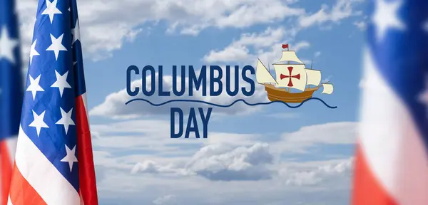 Columbus Day Carte Voeux Drapeau Américain Fond Grunge Photo Haute — Photo
