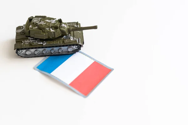 Στρατιωτική Δεξαμενή Τσιμεντένια Σημαία Γαλλίας Υψηλής Ποιότητας Φωτογραφία — Φωτογραφία Αρχείου