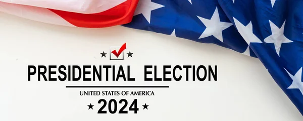 stock image Presidential Election 2024 Written over Waving American Flag. High quality photo