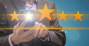 Müşteri eliyle bize beş altın yıldız verin. Yüksek kalite fotoğraf