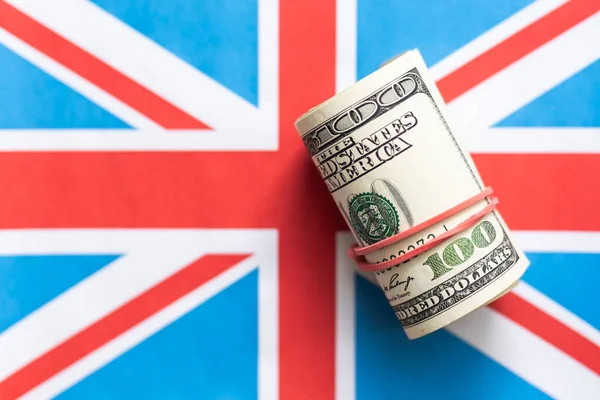 Деньги Над Флагом Великобритании Концепция Преступности Преступности Коррупции Британский Преступник — стоковое фото