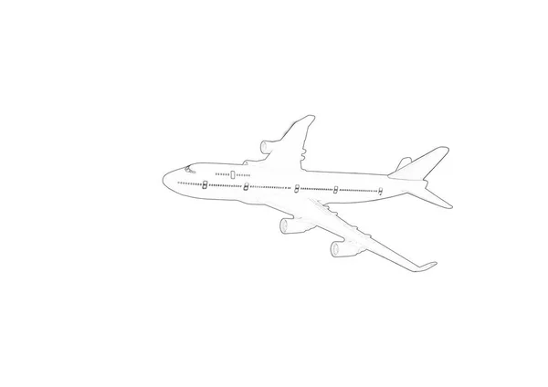 Repülőgép Vázlat Színezés Elszigetelt Tárgy Fehér Háttér Kiváló Minőségű Fotó — Stock Fotó