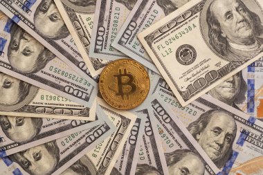 Bitcoin 'in Amerikan Doları ve Dijital parası bir araya getirildi. Dijital para kavramı dolar gibi büyük para birimlerinde bir rakip haline geliyor. Yüksek kalite fotoğraf
