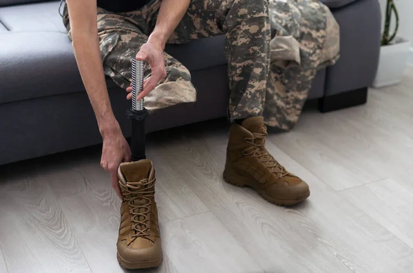 Amputated Limb Rehabilitation Military Soldiers Amputation — Stock Photo, Image
