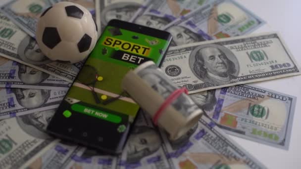 Football Business Concept Balle Smartphone Avec Application Pari Sur Billets — Video