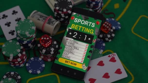 Jogos Azar Casino Online Internet Apostas Conceito Tela Verde Smartphone — Vídeo de Stock