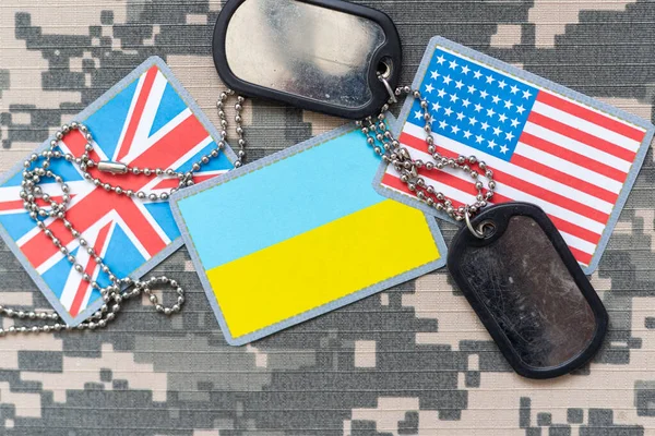 stock image British and Ukrainian flags. Help of Great Britain to Ukraine in the military conflict. Western support for the Kyiv. no war. High quality photo