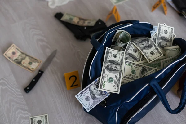 Black Duffel Bag Full Dollar Notes Criminal Investigation Unit Conceptual  Stock Photo by ©sinenkiy 662065174