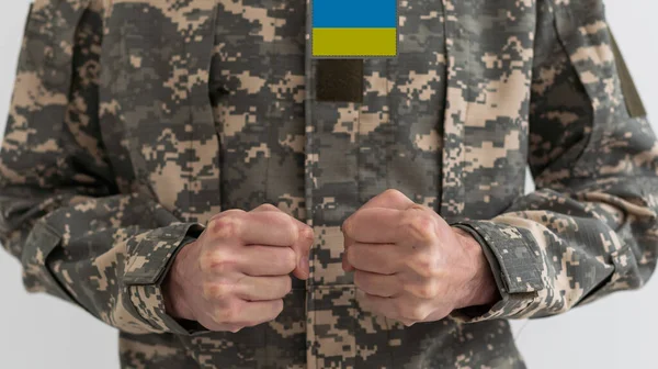 Homem Militar Ucraniano Com Dor — Fotografia de Stock