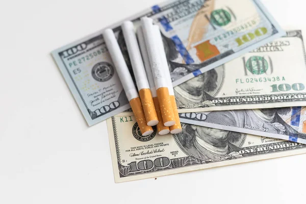 Concept Smoking Cost Cigaretes Dollars Background High Quality Photo — Stock Photo, Image