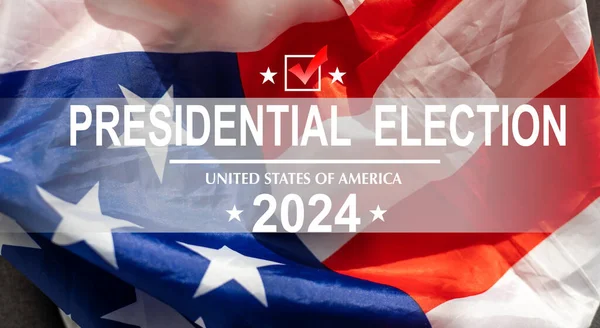 Politica Concetto Voto Parte Della Bandiera Americana Con Elezioni Presidenziali — Foto Stock