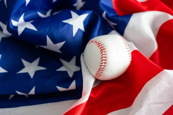 Baseball Nach Amerikanischem Flaggensportkonzept Hochwertiges Foto — Stockfoto