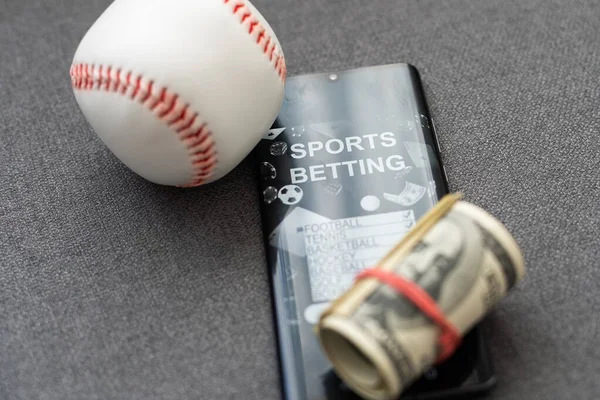 Smartphone Mingea Baseball Câmp Ecran Tema Aplicațiile Sportive Izolat Fundal — Fotografie, imagine de stoc