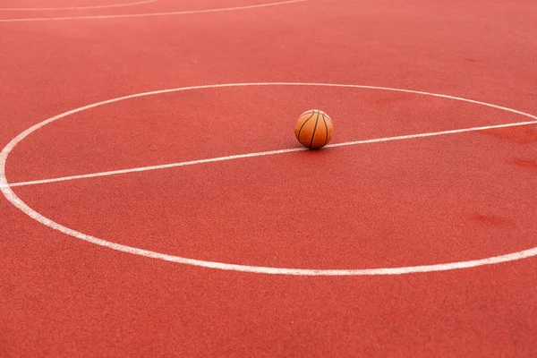 Orange Basketball Brown Court Gymnasium Sport Floor Street Basketball Concept — Stock Photo, Image