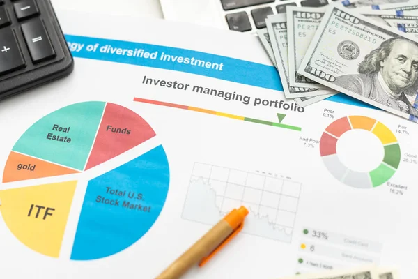 Koncepcja Planowania Sprawozdawczości Inwestycyjnej Zamknięte Sprawozdanie Planowania Inwestycji Zawierające Kolorowy — Zdjęcie stockowe