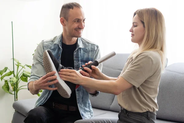 stock image Modern Hospital Physical Therapy: Helps Disabled Patient Wearing Advanced Robotic Legs. Physiotherapy Rehabilitation Technology. High quality photo