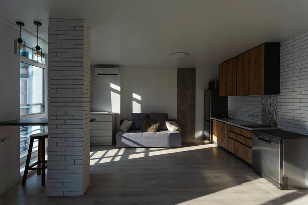 Pequena Cozinha Conceito Design Interiores Moderno — Fotografia de Stock