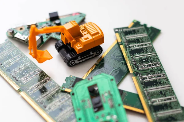 Onderwerp Recycling Van Oude Computerborden Processoren Industriële Schaal Hoge Kwaliteit — Stockfoto