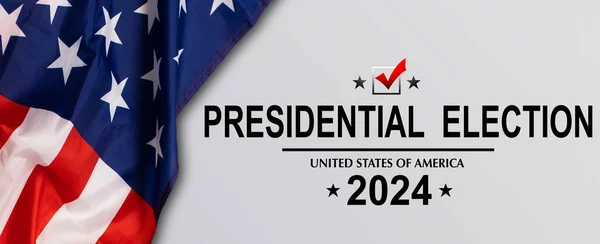 Politik Och Röstning Del Den Amerikanska Flaggan Med Presidentval 2024 — Stockfoto