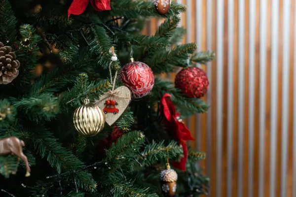 Close Balls Christmas Tree New Year Concept — Stock Photo, Image