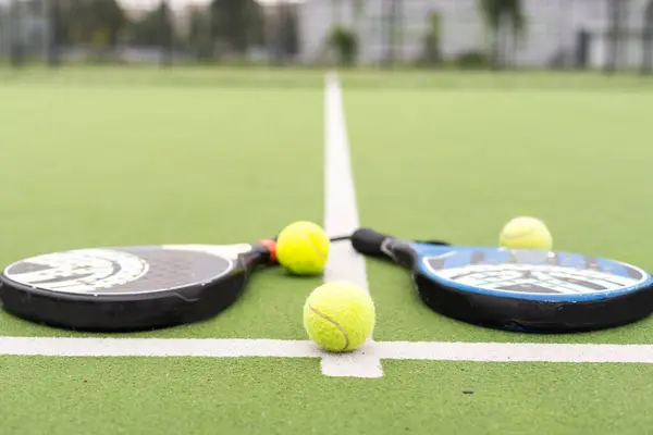 stock image paddle sport on the paddle court, ball, rackets. High quality photo