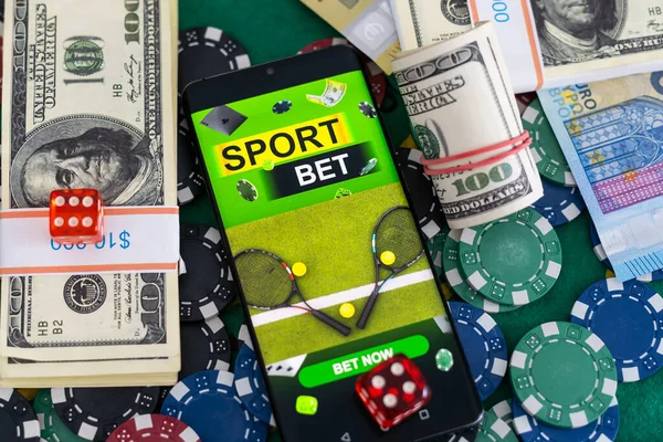 smartphone with sports betting, casino, flag of the USA. High quality photo