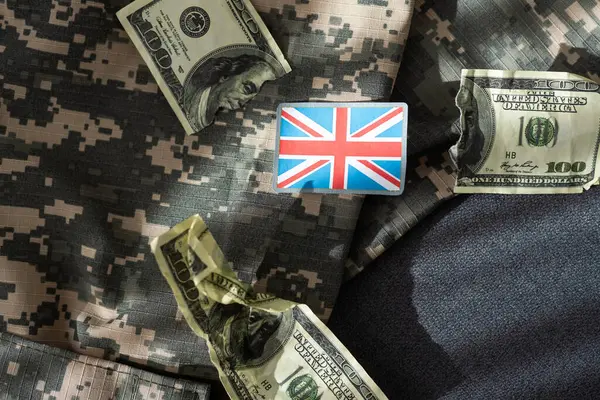 Bandeira Grã Bretanha Notas Dólar Foto Alta Qualidade — Fotografia de Stock