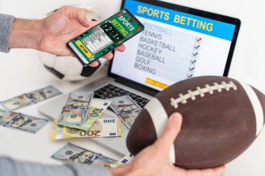 Omuz futbolu web sitesi konsepti üzerine bahis oynadım. Stok imajı. Yüksek kalite fotoğraf