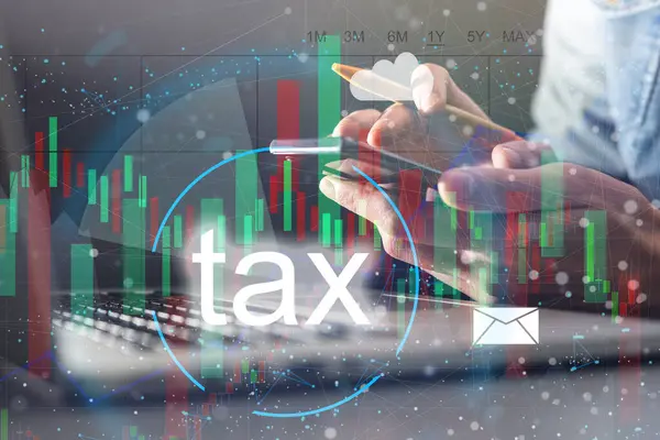 Tax Tijd Berekening Belastingaangifte Staat Belastingen Concepten Belasting Online Aangifte — Stockfoto