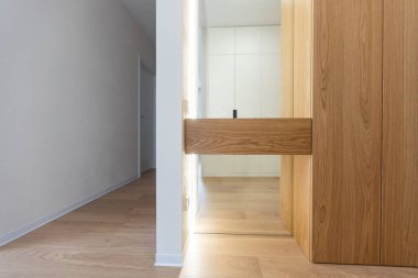 Modern dairede dolabı olan koridor..