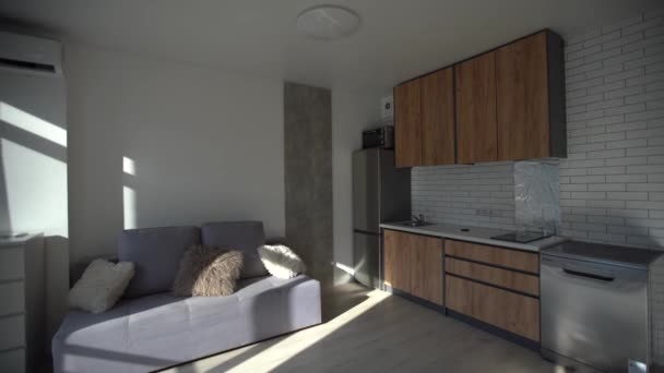 Habitación Moderna Interior Oficina Casa Habitación Con Sofá Escritorio Silla — Vídeos de Stock