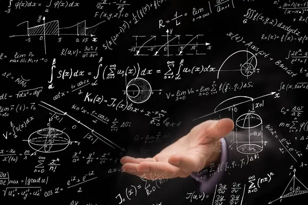 businessman writing mathematical formula. High quality photo