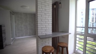 Küçük bir mutfak modern bir iç tasarım konsepti..