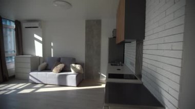 Küçük bir mutfak modern bir iç tasarım konsepti..