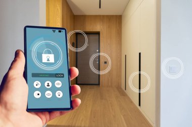 adam el telefon app ile akıllı tutarak eve oda evde.