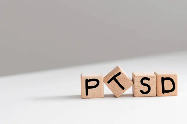 Posttraumatic Stress Disorder Concept Word Ptsd Spelled Out Toy Dice — Stock Photo, Image