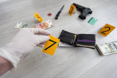 Olay yeri inceleme, olay yerinden kanıt toplamak. Yüksek kalite fotoğraf