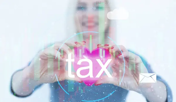 Virtueel Scherm Met Verhoogde Belastingaangifte Online Voor Belastingbetaling Door Bedrijven — Stockfoto