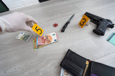 Olay yeri inceleme, kanıt toplama. Yüksek kalite fotoğraf